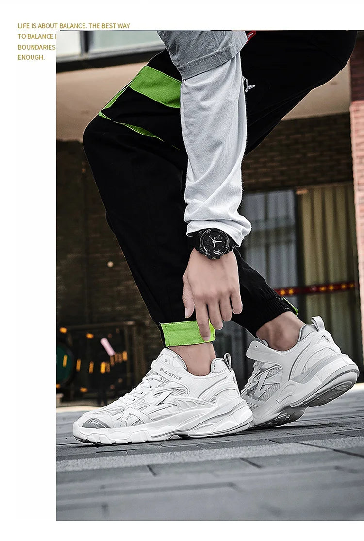 VIPOL Men's fashionable and versatile casual sports shoes, couple white sneakers, thick-soled height-increasing trendy shoes