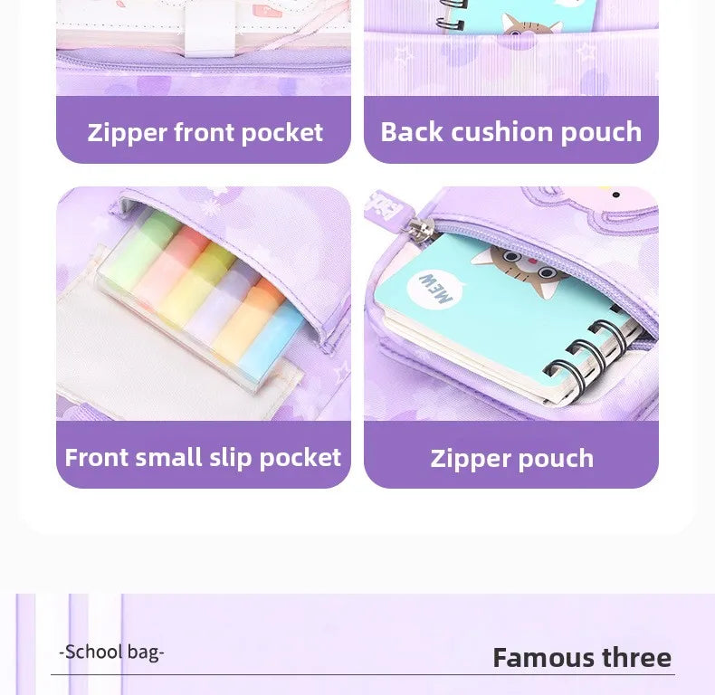 My Melody Kuromi Sanrios Backpack Student Bag Girl Cartoon Kawaii Anime Breathable Super Light Large Capacity Child School Bag