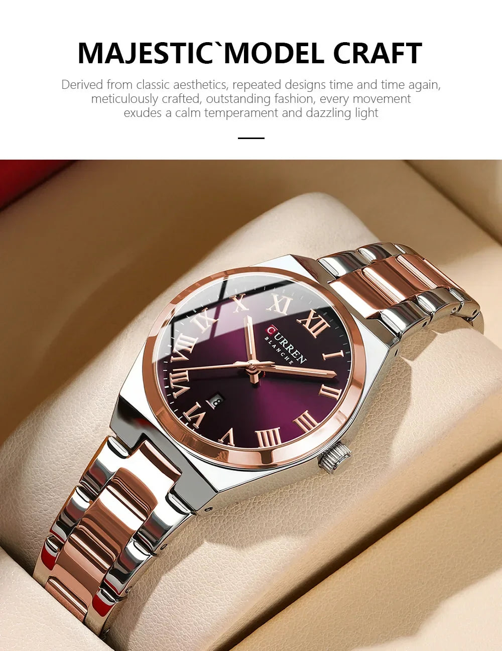 CURREN Watch Women,Watches for Women,Ladies Watches,Waterproof Fashion Dress Stainless Steel Bracelet Analog Watches Date