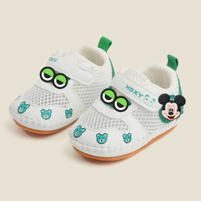 Mickey Mouse Minnie Mouse Baby Toddler Shoes Soft Sole Spring fall New Non-slip Boy Girl Handmade Sandals 0-1 Years Old Cartoon