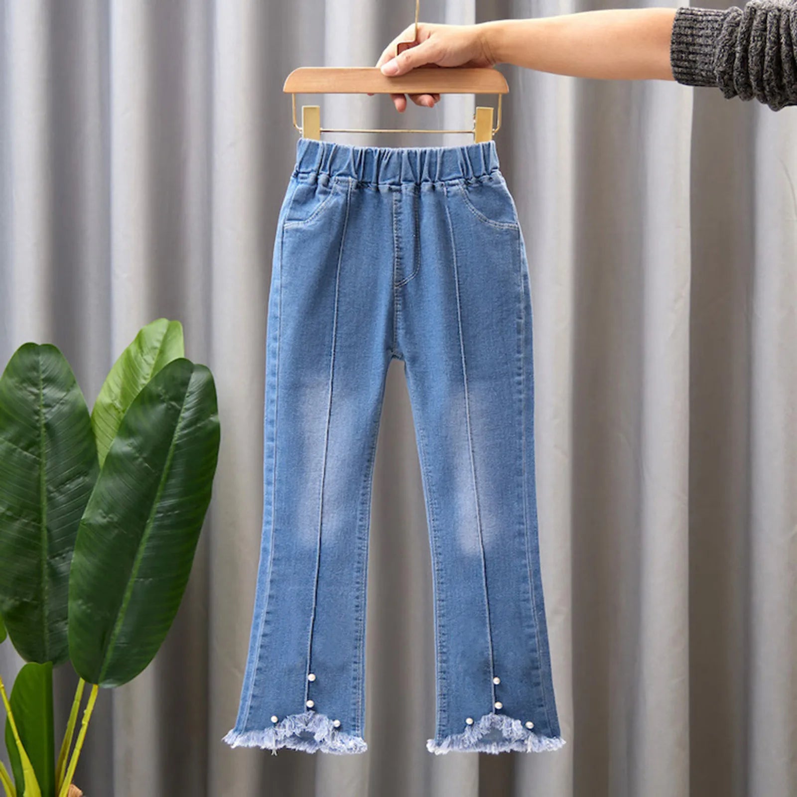 Girls Casual Jeans Elastic Waist Denim Wide Leg Pants Toddler Trousers Gymnastics Sweatpants Hotsale Trouser Ropa De NiñO