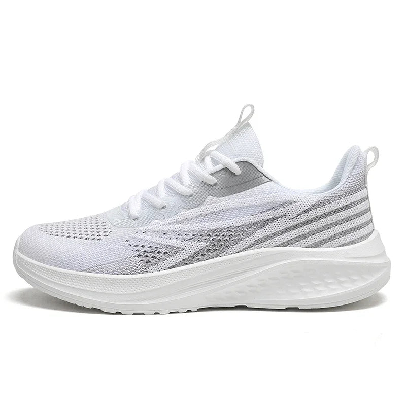 Couple's Flat Lightweight Mesh Fabric Soft Sole Anti-slip Breathable and Lace-up Comfortable Outdoor Casual Sports Shoes