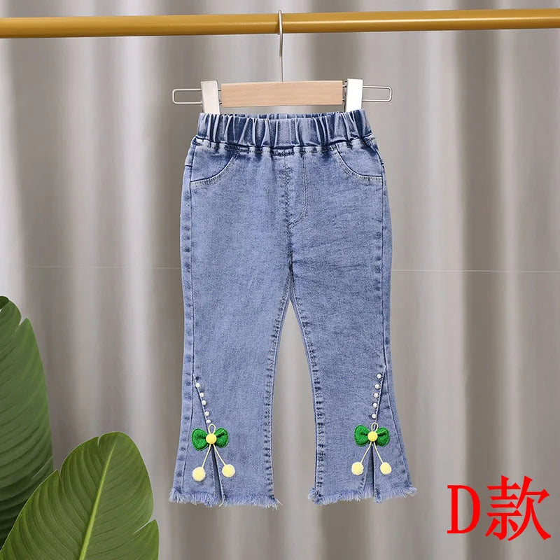 Girls Jeans 2023 New Summer Clothes Korean Loose Children's Denim Trousers Little Kids Casual Pants 1 2 3 4 5 Years