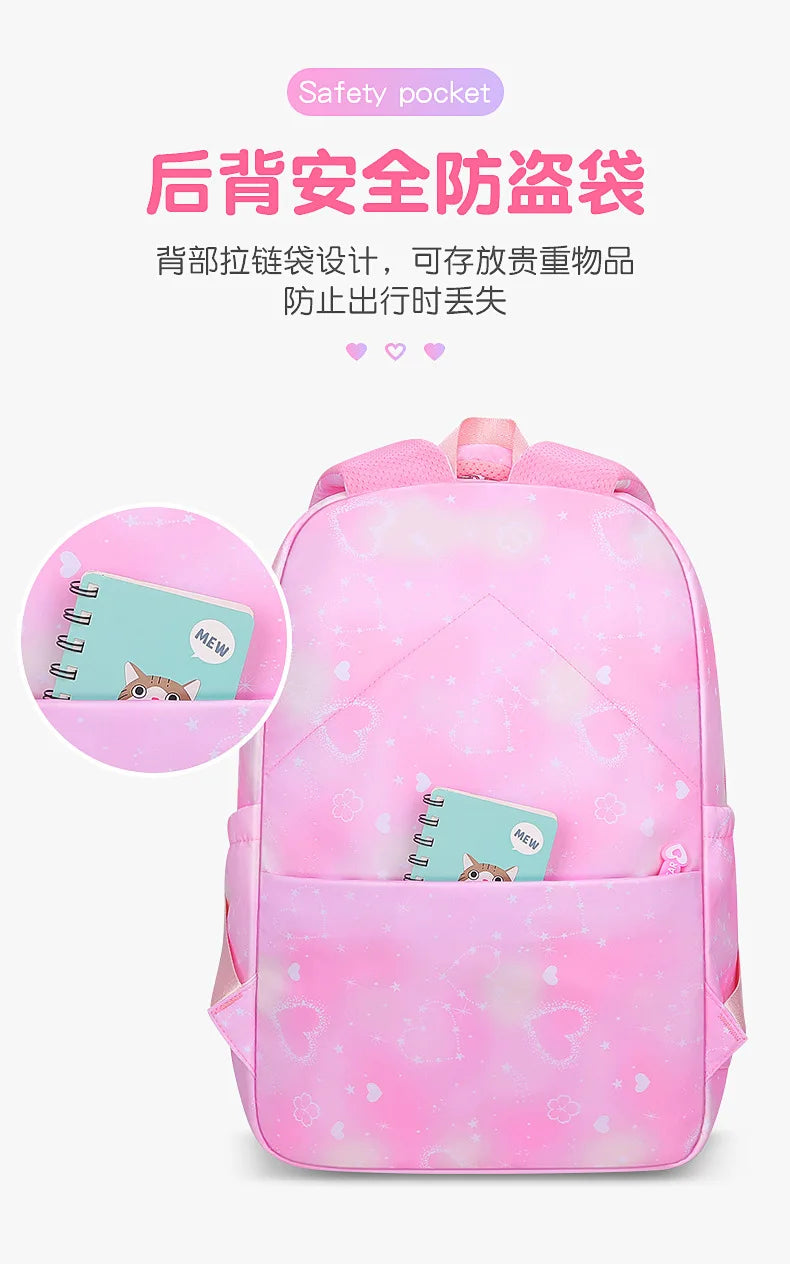Refrigerator Door Multiple Pockets Light Burden Reduction Elementary School Bag Female Children's Backpack with Pendant
