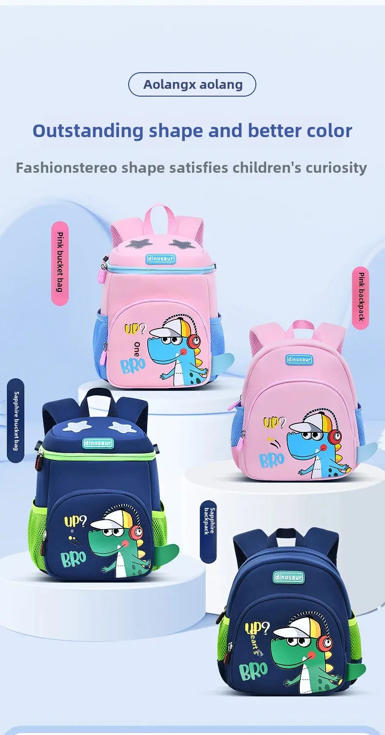New Cartoon Dinosaur Kindergarten Backpack Spine Protection Lightweight School Bag for Primary School Children
