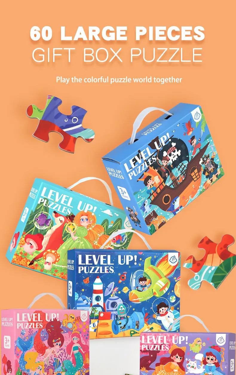 60-piece paper Custom Montessori Kids cartoon puzzle puzzle creative toy puzzle set for kids boys and girls
