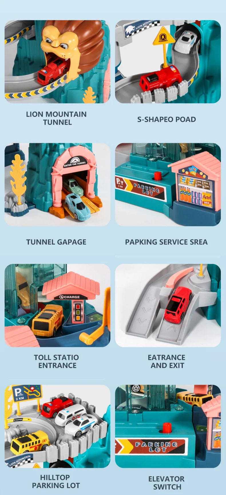 Lion Theme Car Track For Children Diecasts Holiday Gifts Birthday Hot Wheels Kids Educational Race Toys Racing Rail Cars