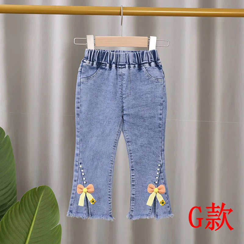 Girls Jeans 2023 New Summer Clothes Korean Loose Children's Denim Trousers Little Kids Casual Pants 1 2 3 4 5 Years