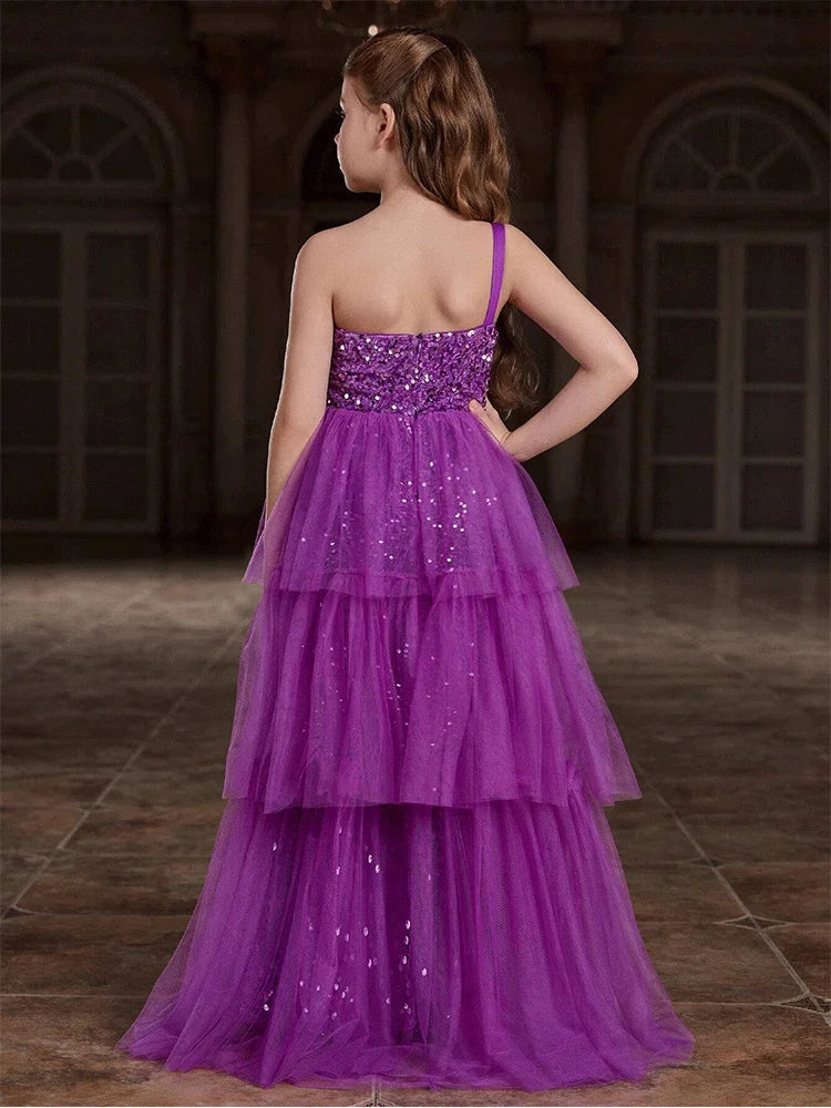 Girls Birthday Party Evening Dress Wedding Banquet Luxury Flower Girl Mesh Evening Dress Girl Stage Evening Dress Prom Gown