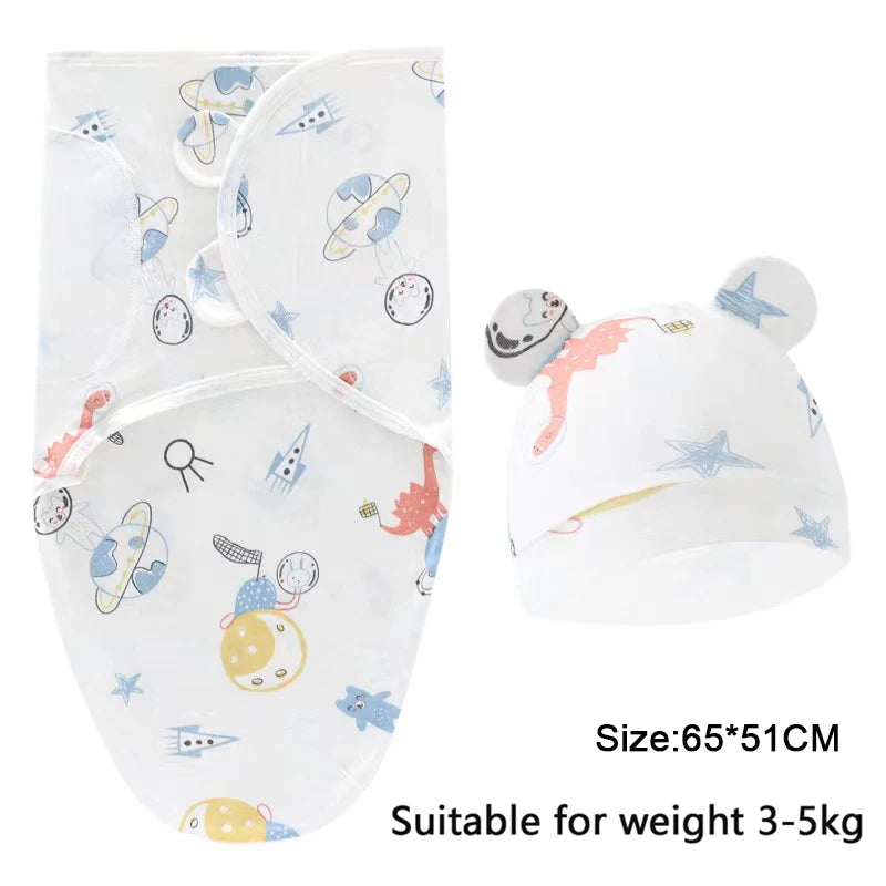 Pure cotton skin-friendly newborn baby wrap, easy to wear with, easy to change diapers, with a cap, give baby more protection