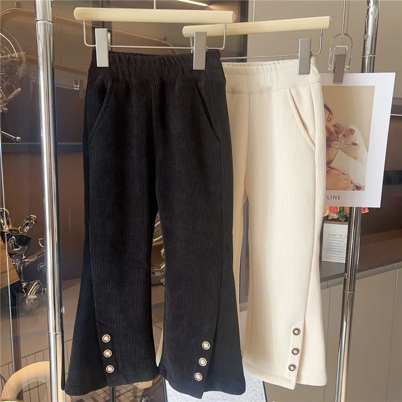 New Girls Flared Pants Kids Thin Cotton Trousers Spring Autumn Fashion Bell-bottom Trousers Teen Sweatpants 4-12 Years