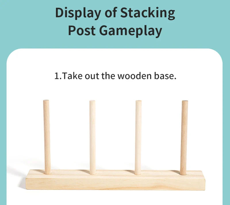 Wooden Children's Animal Changing Clothes Column Pattern Matching Color Recognition Fine Motor Training Game Educational Toys