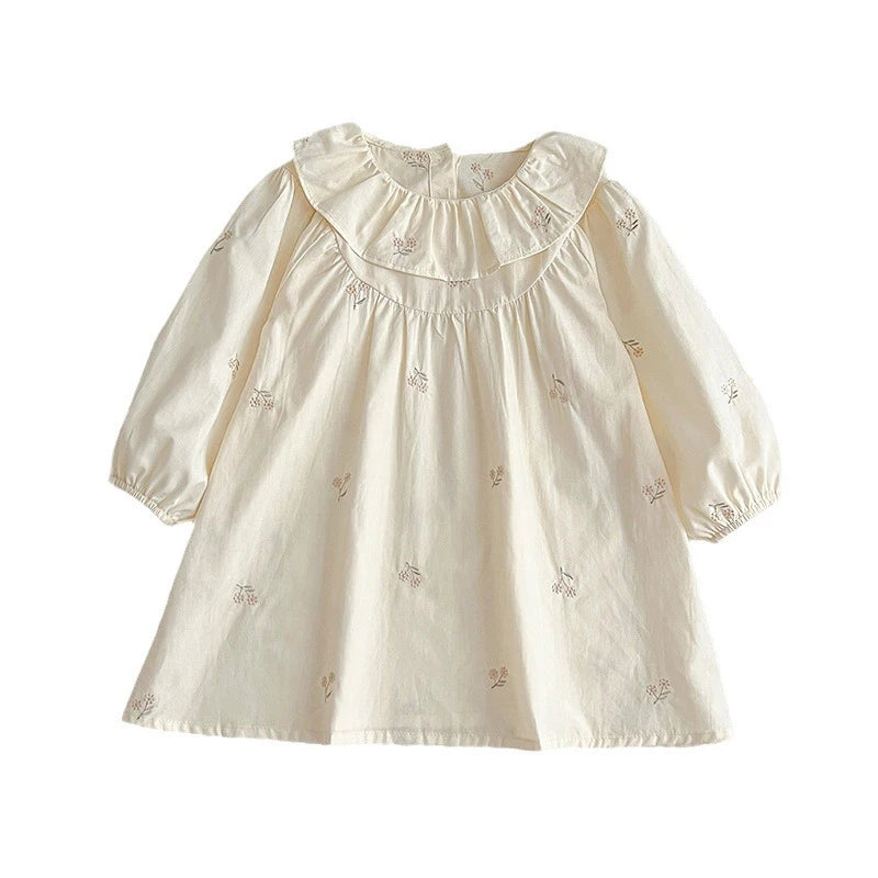 2026 New Baby Girl Party Dress Kids Long Sleeved Dress Spring 2-6Y Cotton Embroidery Baby Lapel Dress Princess sweet Dresses