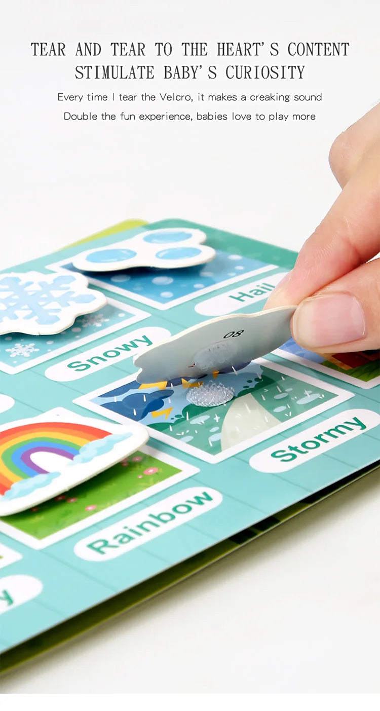 Early Education Puzzle Enlightenment Busy Book, Multiple Themes of Cognitive Tear-Off Toy Book, Early Development of Concentration and Hand-Eye Coordination