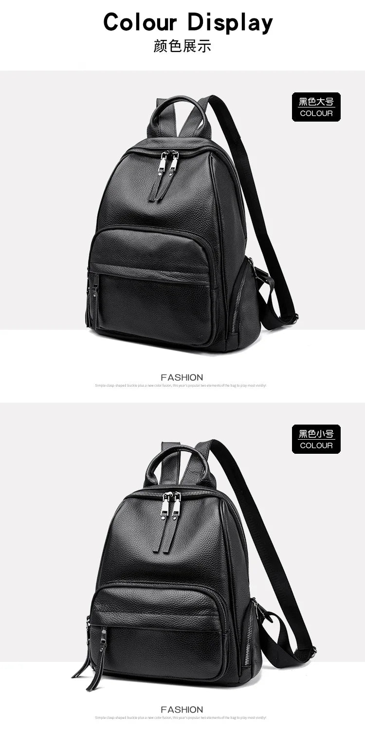 Genuine Leather Women's backpack New Fashion Trendy Soft cowhide backpack for lady large capacity travel commuting backpack