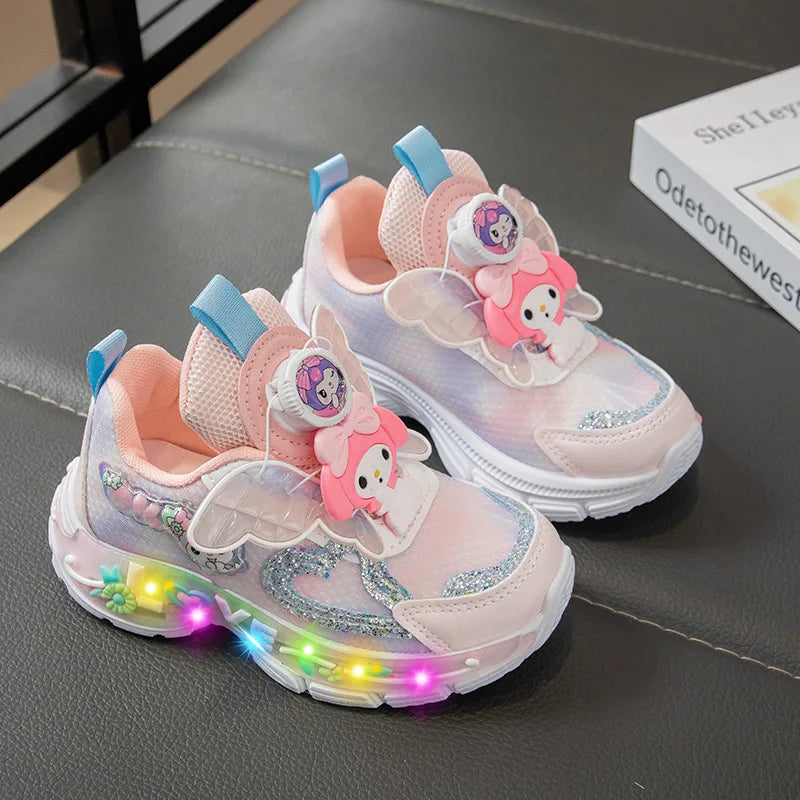 summer/fall twirl button lighted casual shoes Sanrio hello kitty girl sneakers kuromi spring new lighted running shoes