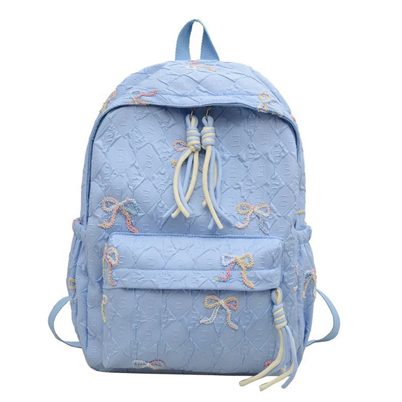 Versatile Junior High School Student Travel Laptop Backpack Cute Schoolbag Female Middle School Student Fashion Bowknot Backpack