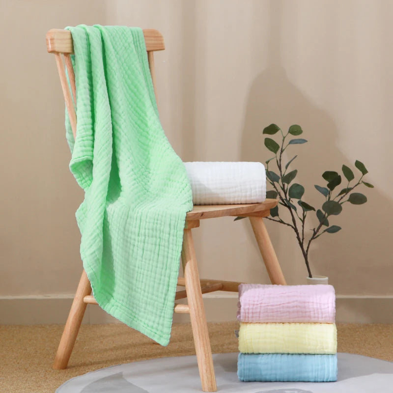 Six Layers of Pure Cotton Gauze Solid Color Bath Towel Soft Skin Absorbent 85*85cm