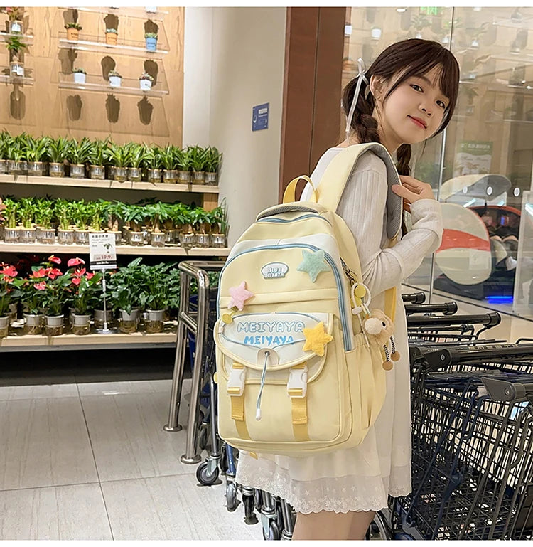 School Bags For Girls Japanese Style Kawaii For Large New Nylon Shoulder Bag Backpack School Set For Kinder Girl Kids Schoolbags