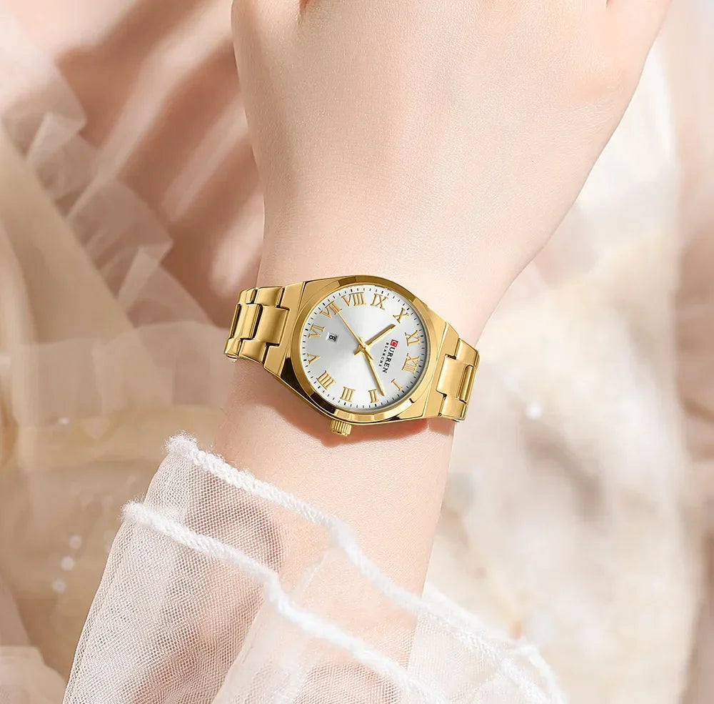 CURREN Watch Women,Watches for Women,Ladies Watches,Waterproof Fashion Dress Stainless Steel Bracelet Analog Watches Date
