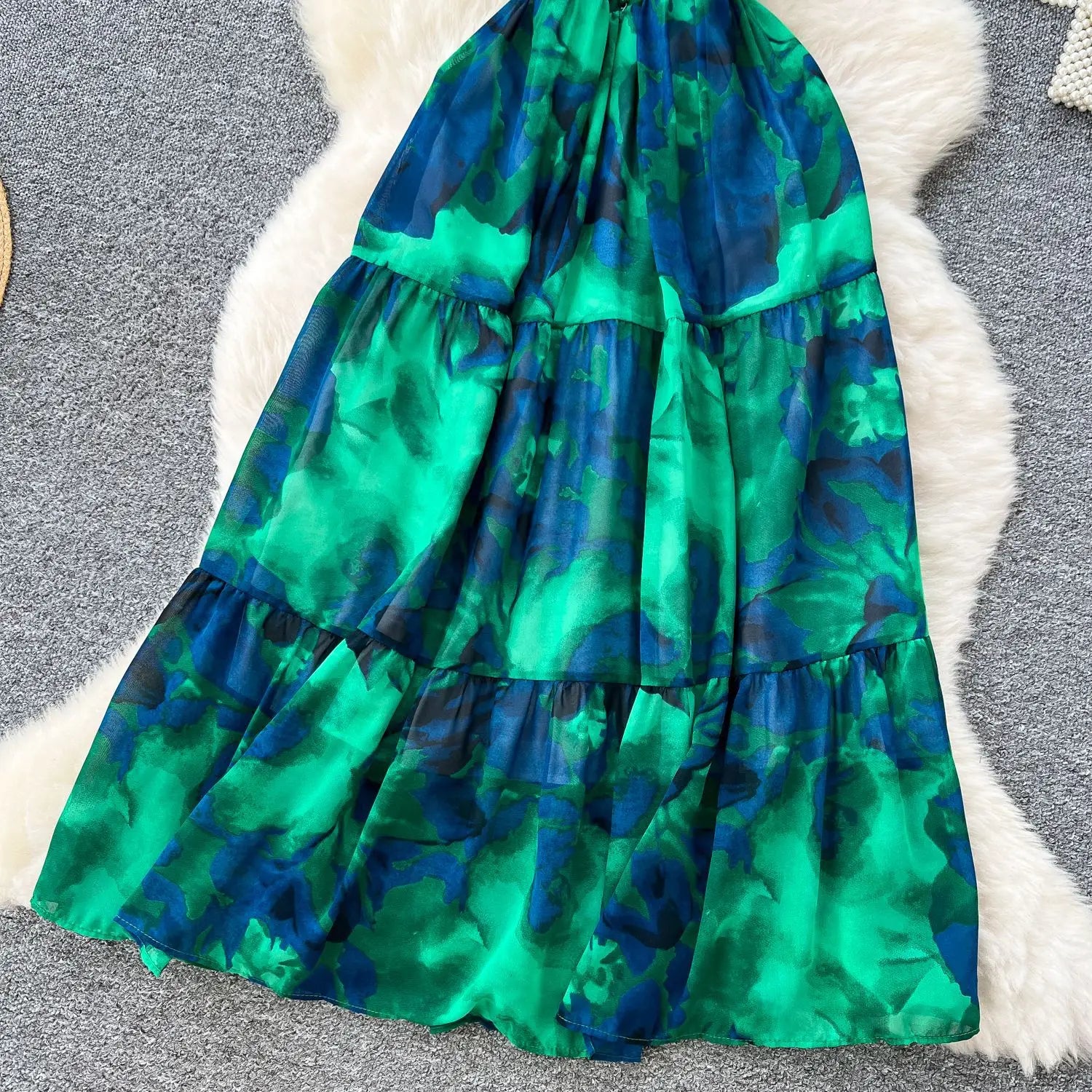 Summer 2025 French Style New Fashion Women's Elegant Trendy Printed Short Puff Sleeve Ankle Length Slim Dresses Female Clothes