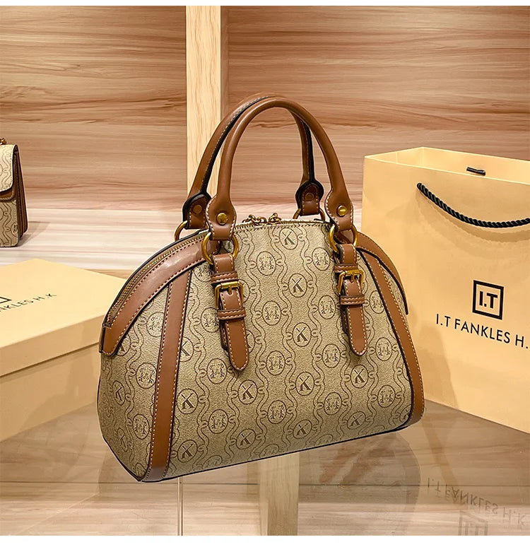 Women's handbag, fashionable and luxurious brand handbag, new 2025 high-end leather shoulder bag, designer retro crossbody bag