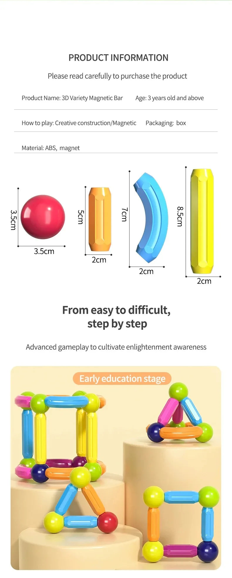 Montessori Educational Toy Magnetic Building Blocks Toy Magnetic Construction Set Magnet Ball Sticks Rod Games For Kids Baby