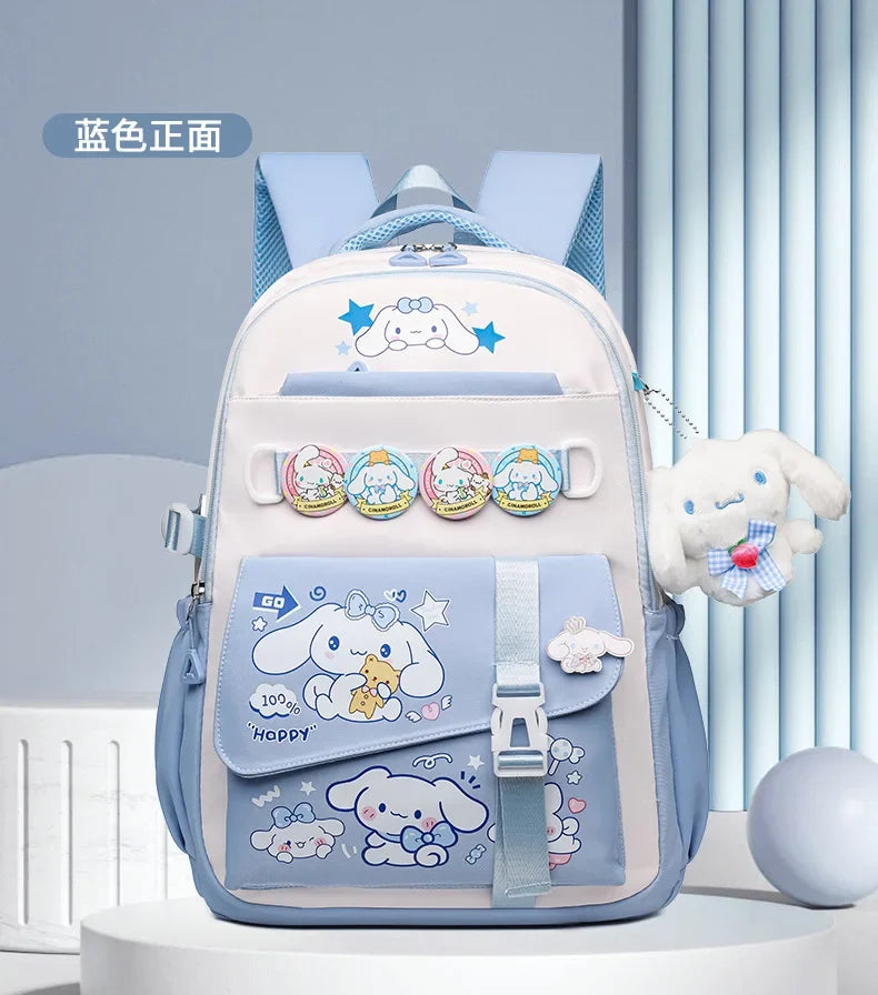 Cinnamoroll Backpack Badges Plush Pendant Casual Cute Cartoon Shoulder Bag Adjustable Shoulder Strap Ultralight Gear