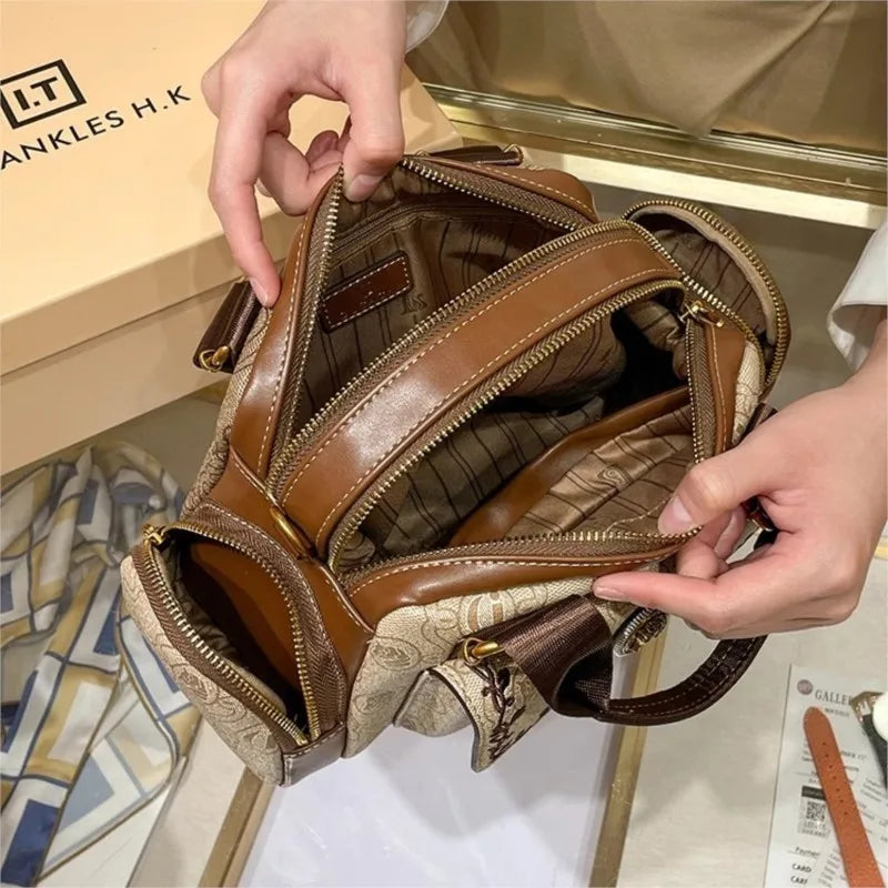 Women's Handbag 2025 New Brand Genuine Leather Handbag Designer High Quality Retro Single Shoulder Oblique Cross Pillow Bag