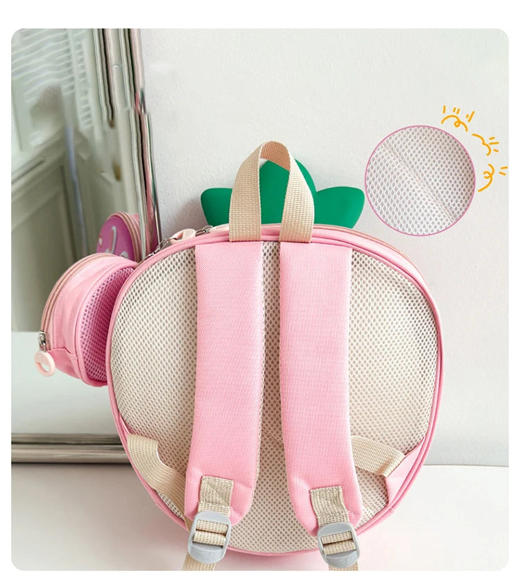 Cartoon Children Backpack 3D Strawberry Cute Toddler School Bags Fashionable New Outdoor Kids Eggshell Bag Accessories