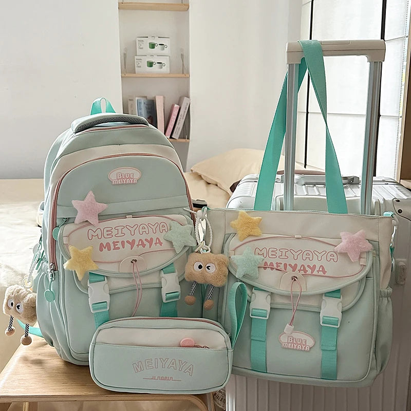 School Bags For Girls Japanese Style Kawaii For Large New Nylon Shoulder Bag Backpack School Set For Kinder Girl Kids Schoolbags
