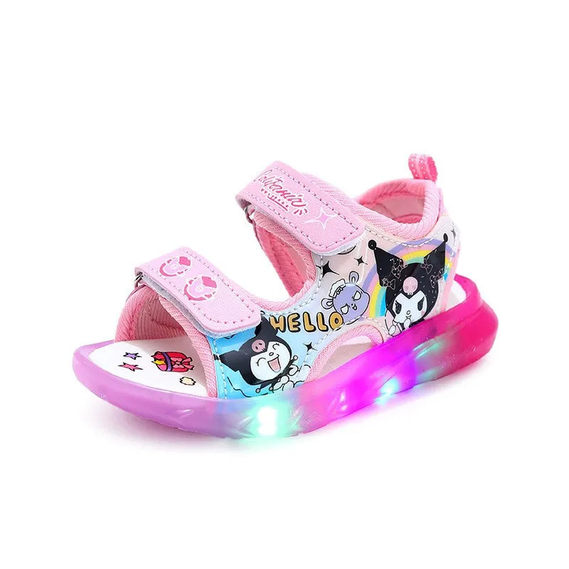 Disney Mickey Minnie LED Light Casual Sandals Girls Sneakers Princess Outdoor Shoes Children's Luminous Glow Baby Kids Sandals