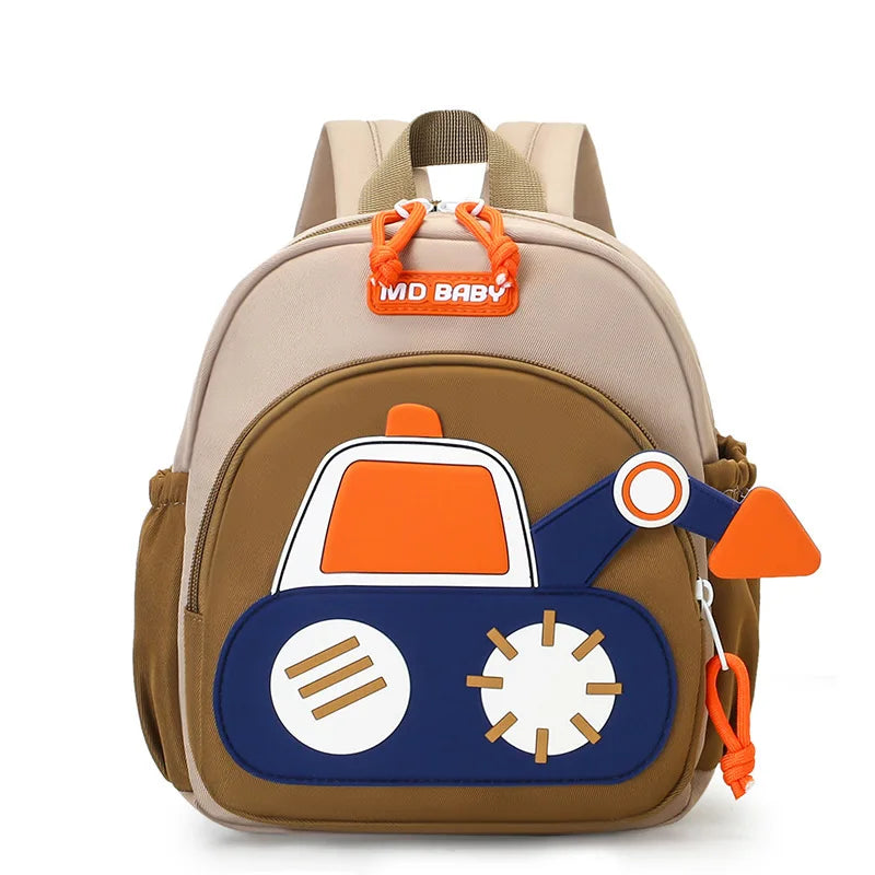 Kids Backpack for Boys Girls Toddler School Kindergarten Cute Construction Truck Car Design Trendy Casual Backpack