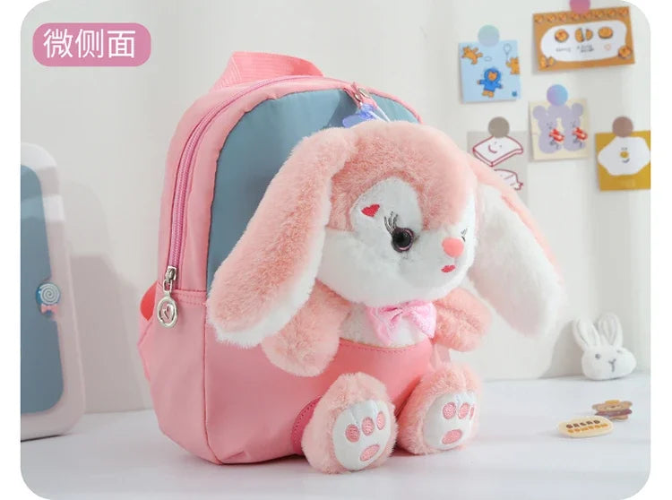 Cartoon Kindergarten Backpack New Children's School Bag Cute Plush Rabbit Doll Backpack