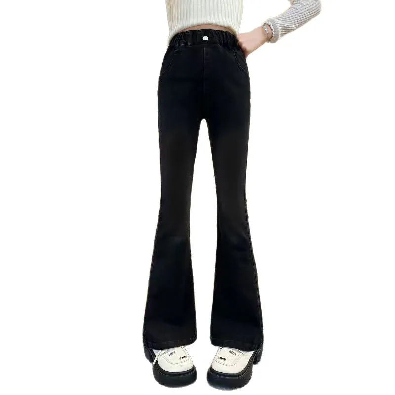 Kids Classic Vintage Blue Flared Jeans for Teens Girl Fashion Bootcut Denim Pants Tweens Child Casual Boot Cut Jeans Trousers