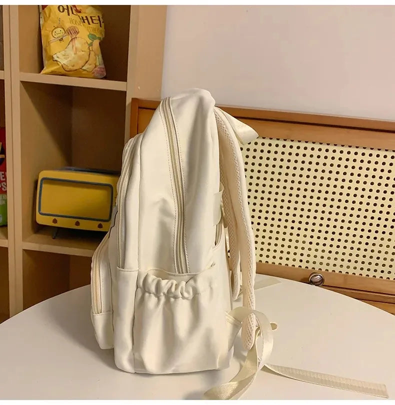 Casual Transparent Badge Large Capacity Commuter Backpack Suitable for Middle School Students Cute School Style Double Shoulder