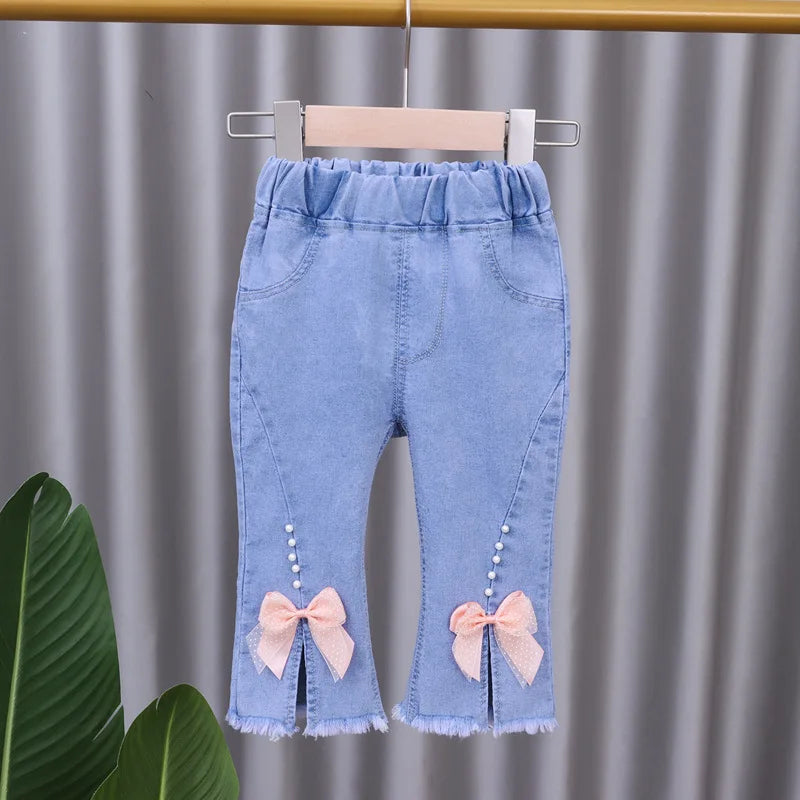 Girls Jeans 2023 New Summer Clothes Korean Loose Children's Denim Trousers Little Kids Casual Pants 1 2 3 4 5 Years