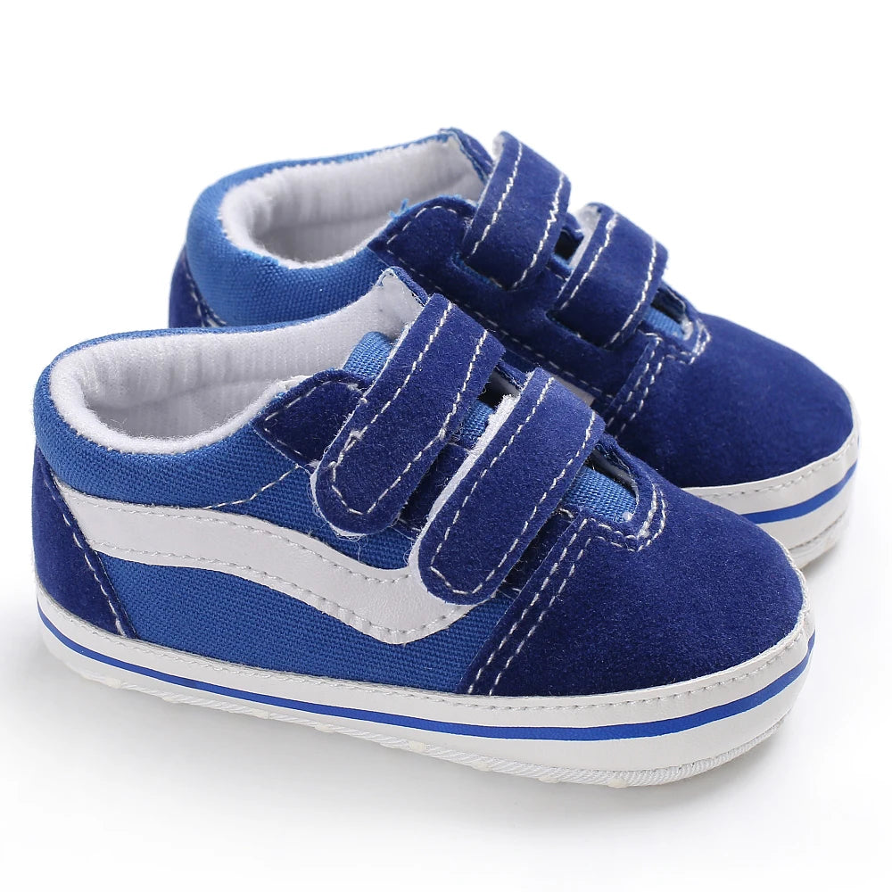 Fashion Spring and Autumn 0-1 Year Old Baby Shoes Boys and Girls Checkered Print Canvas soft sole newborn's first step in learni