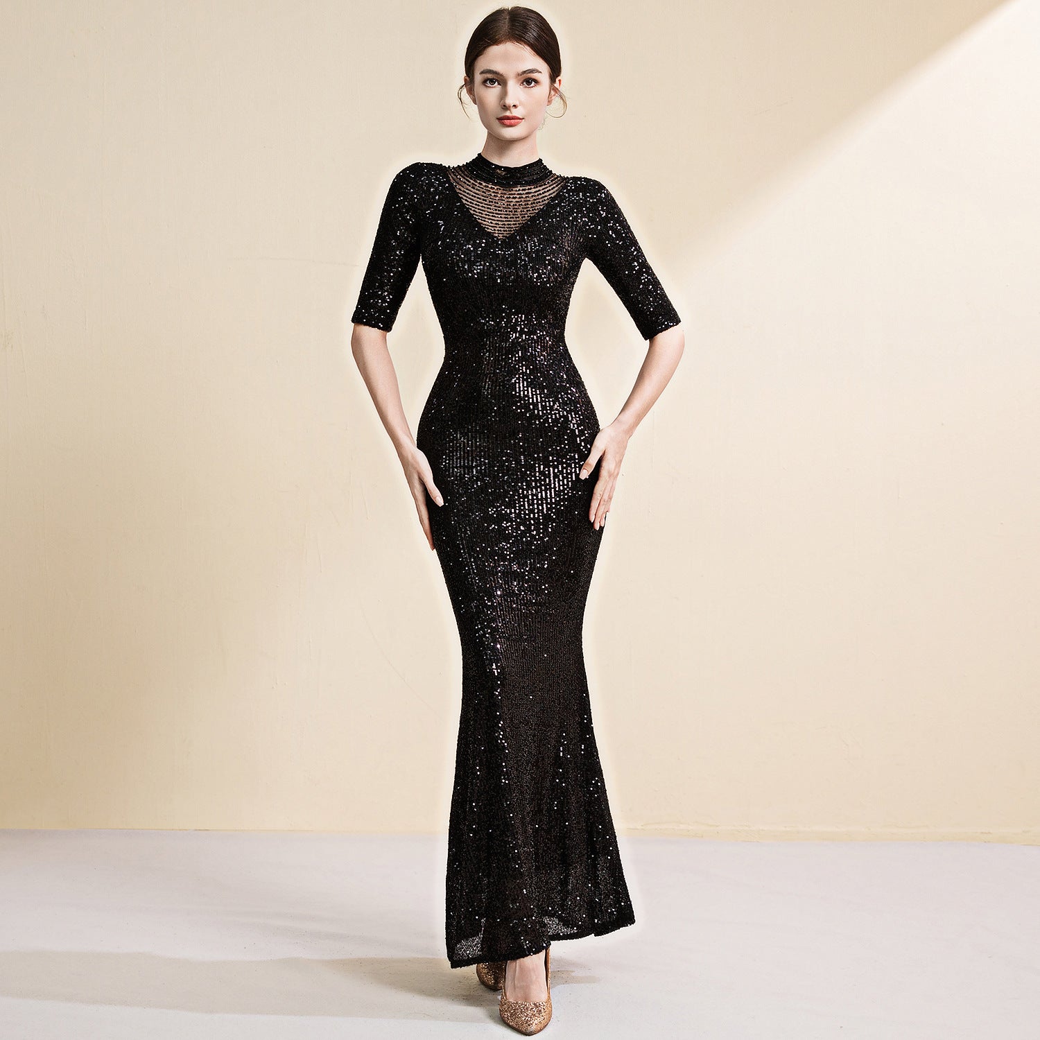 High-end elegant evening gown for brides, wedding banquets Dress