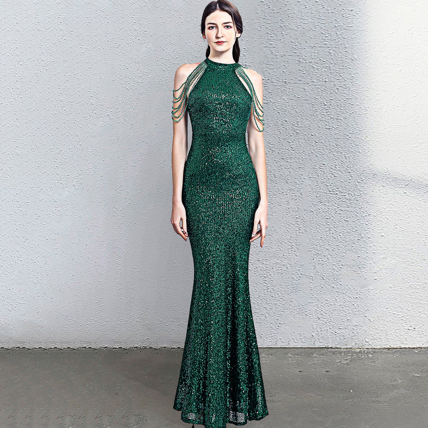 High-end elegant evening gown for brides, wedding banquets Dress