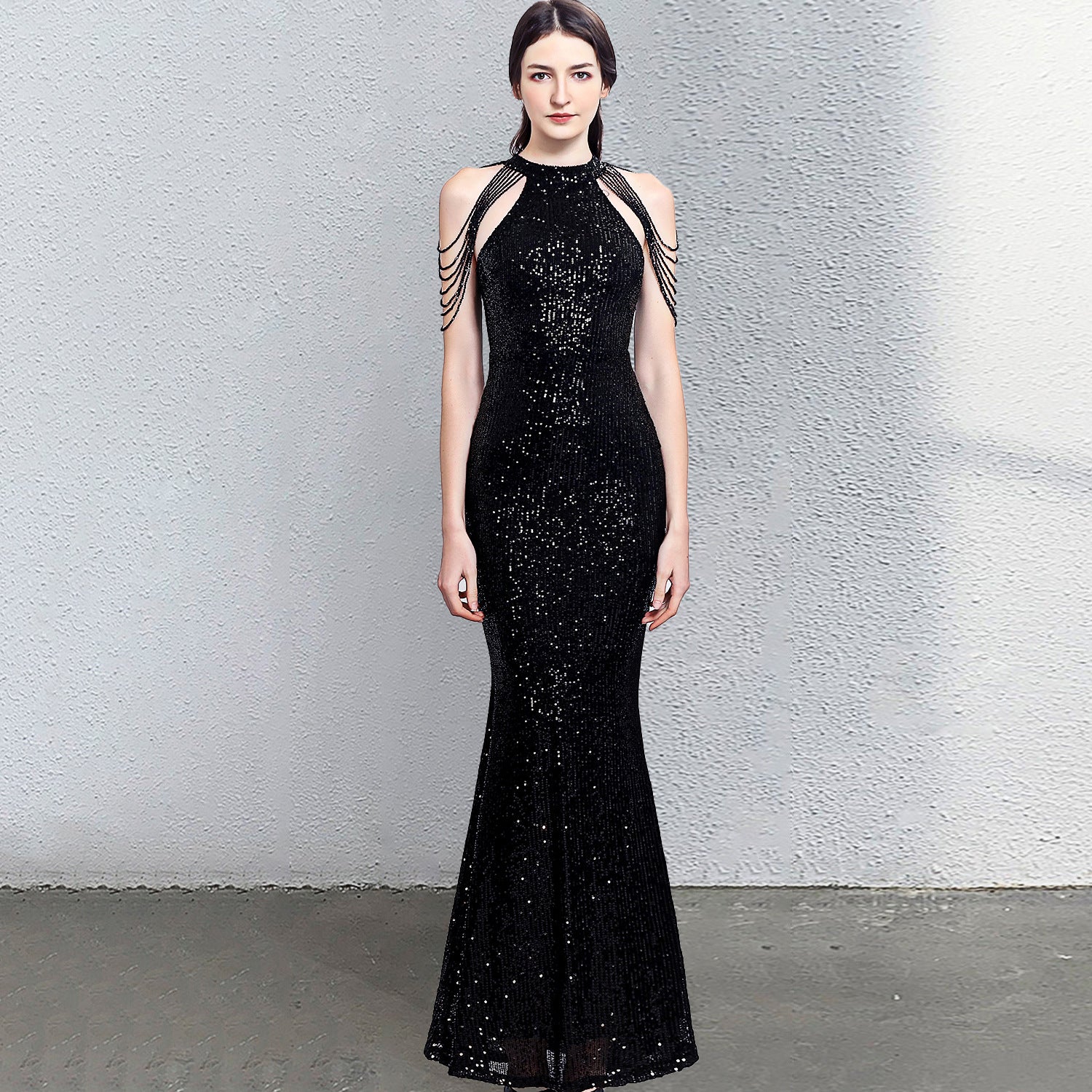 High-end elegant evening gown for brides, wedding banquets Dress