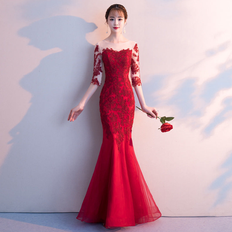 Evening gown, elegant and slimming, long fishtail skirt