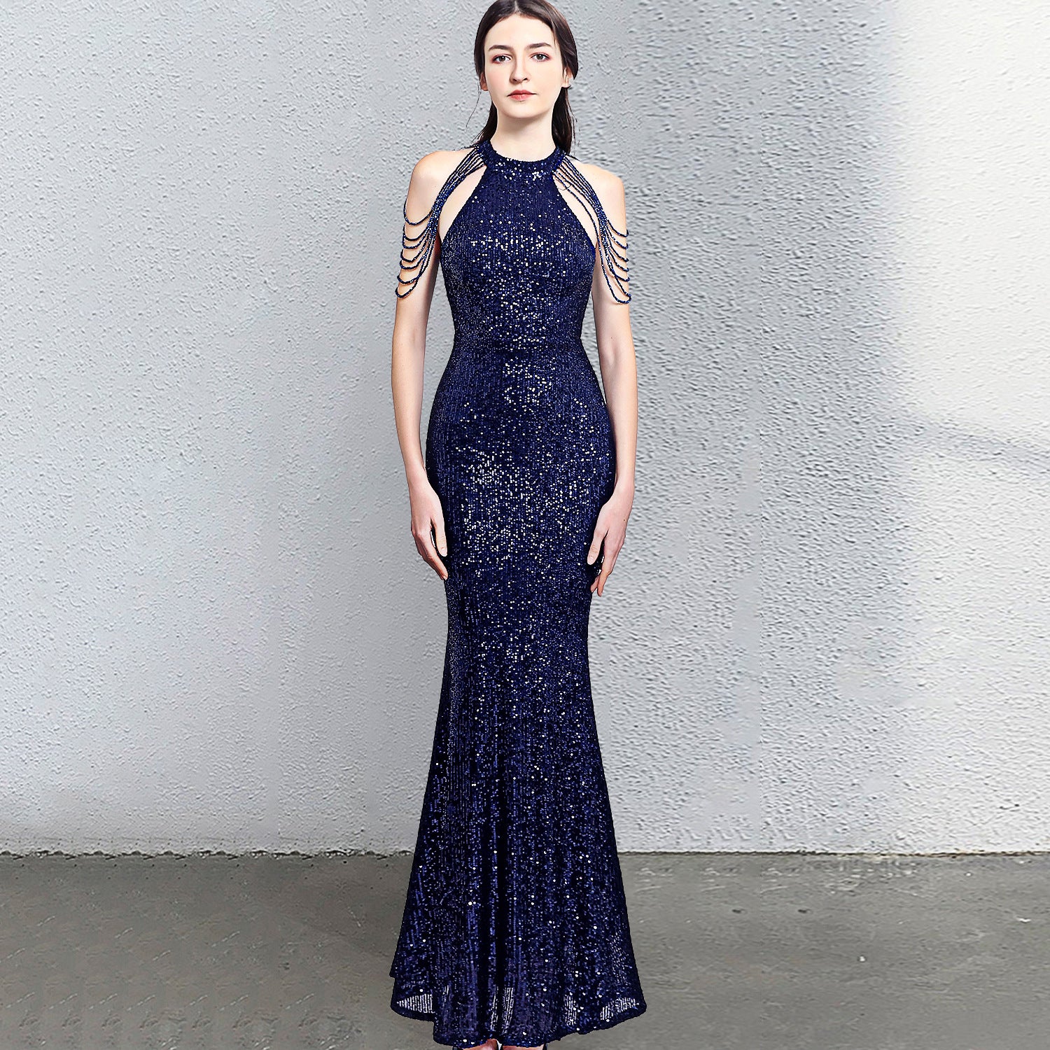High-end elegant evening gown for brides, wedding banquets Dress