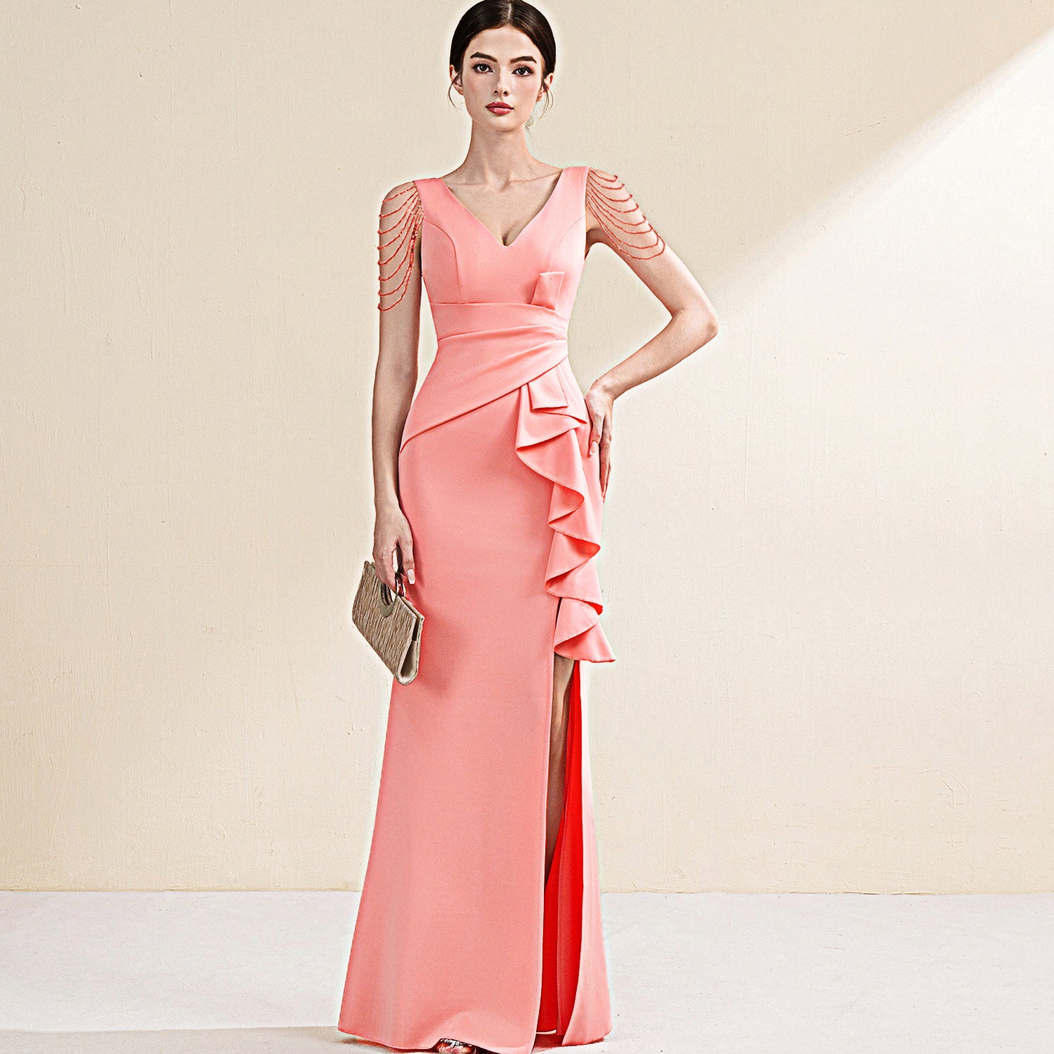 High-end elegant evening gown for brides, wedding banquets Dress