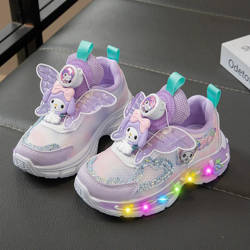 summer/fall twirl button lighted casual shoes Sanrio hello kitty girl sneakers kuromi spring new lighted running shoes