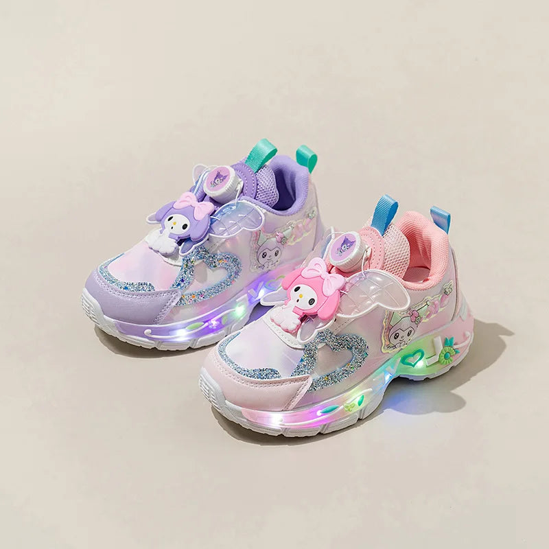 summer/fall twirl button lighted casual shoes Sanrio hello kitty girl sneakers kuromi spring new lighted running shoes