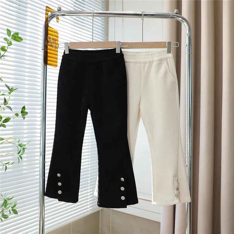 New Girls Flared Pants Kids Thin Cotton Trousers Spring Autumn Fashion Bell-bottom Trousers Teen Sweatpants 4-12 Years