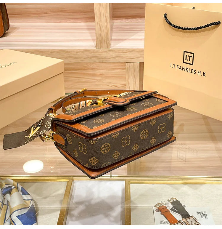 Brand women's handbag 2025 new autumn and winter designer shoulder crossbody bag fashionable and high-end small square bag