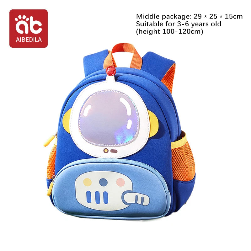 AIBEDILA Children Cute Cartoon 3D Dinosaur School Bags Anti-lost Boys Backpacks Girls Toddler Rucksack Kindergarten Schoolbag