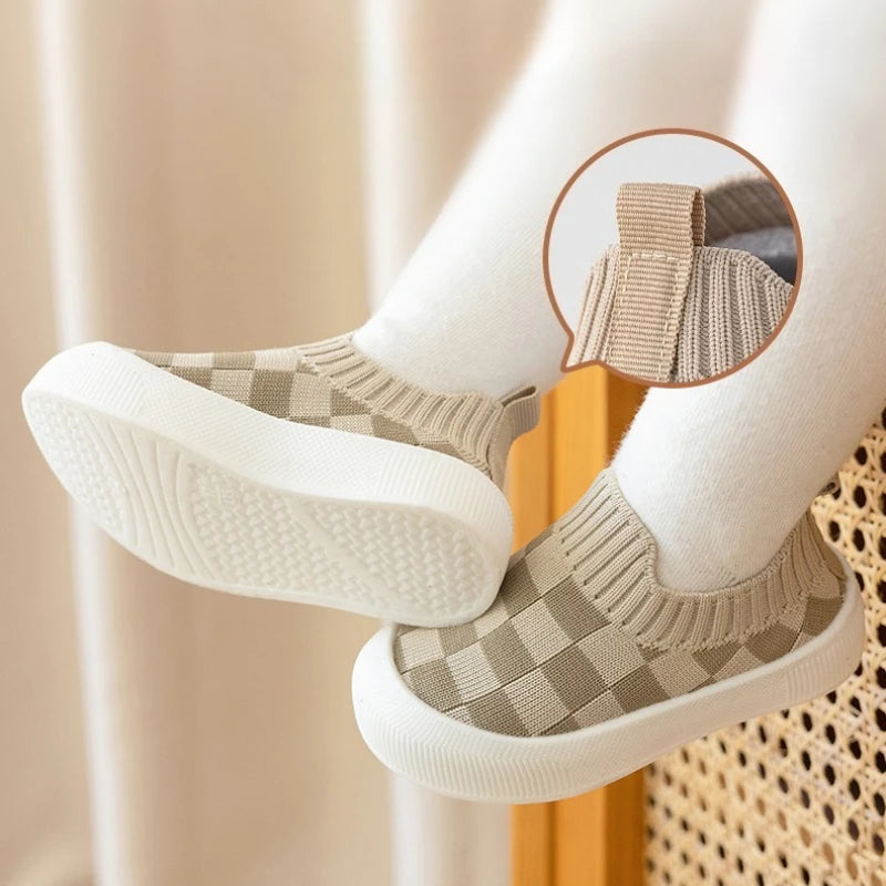 2025 New Arrival Slip-on Toddler Shoes Classic Plaid Baby First Walkers Boys Girls Spring Autumn Non-Slip Sneakers Sport Shoes